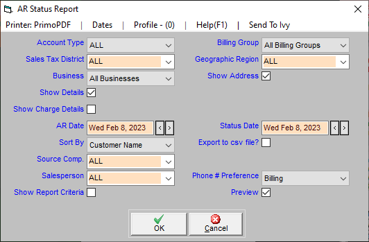 accounts receivable status