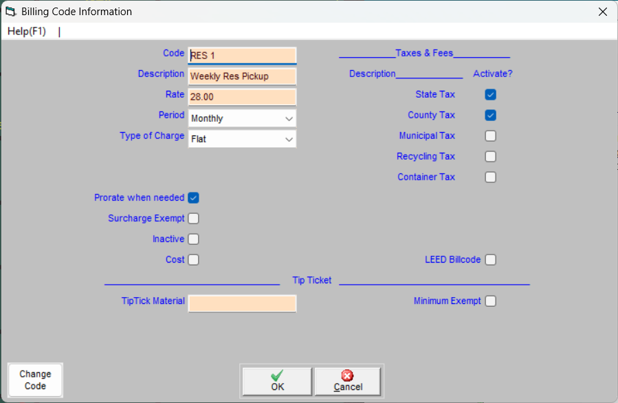 billing code example