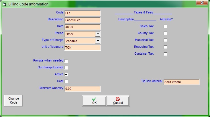 second sample bill code