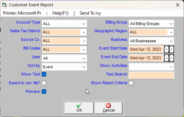 customer event report